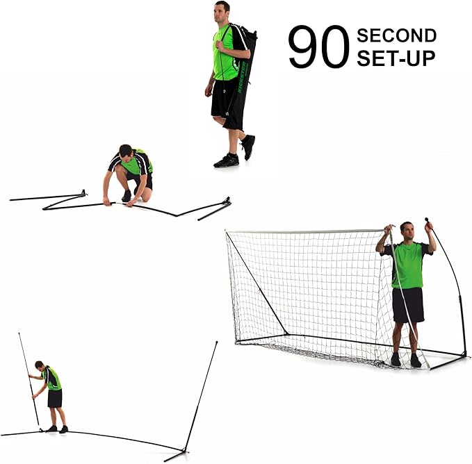 QUICKPLAY Kickster Soccer Goal Range – Ultra Portable | Quick and Easy Set Up | Includes Net and Carry Bag | Available in 7 Sizes | Backyard Soccer Net for Kids & Adults [Single Goal]-StrideForce Fitness