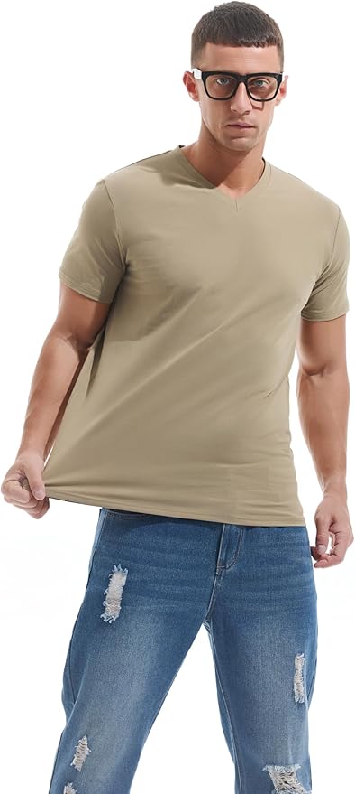 VEIISAR Premium V Neck T Shirts for Men - Modern Fitted Tees Vneck Undershirts-StrideForce Fitness