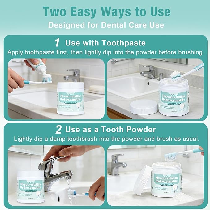 Microcrystalline Hydroxyapatite Powder for Teeth, MCHA Tooth Powder Additive for Daily Dental Care, Supports Enamel Care & Gentle Whitening, DIY Fine Tooth Powder Additive for Daily Brushing 30g