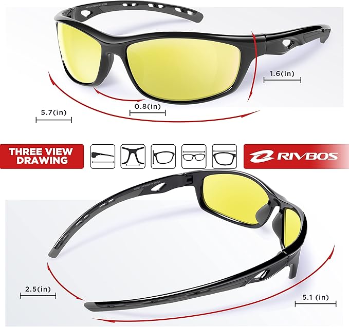 RIVBOS Sunglasses for Men Women Polarized UV Protection Sports Fishing Driving Shades Cycling RB833-StrideForce Fitness