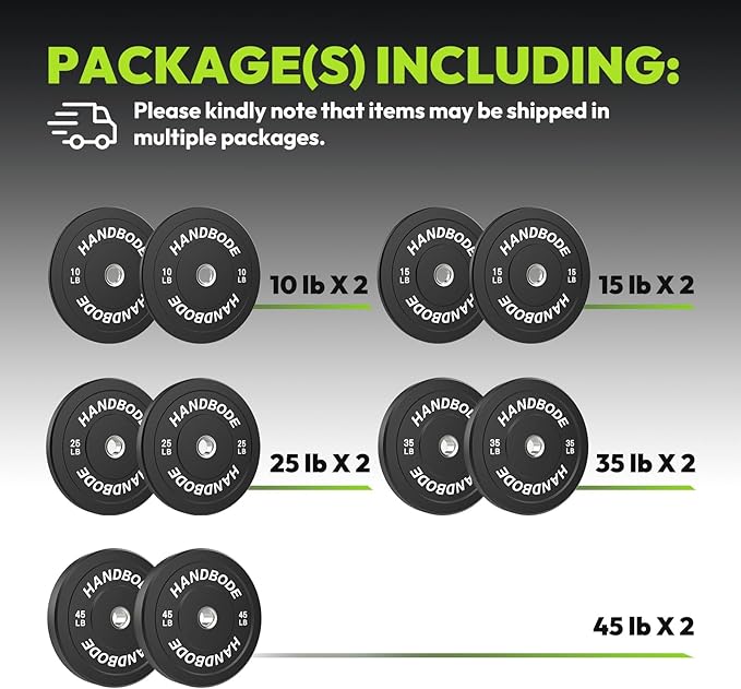 Bumper Plates 2 - Inch Olympic Weight Plate Set for Barbell, 10-55 lb Rubber Weights Sets for Home Gym, Strength Training Plate, Weight Lifting, Black-StrideForce Fitness