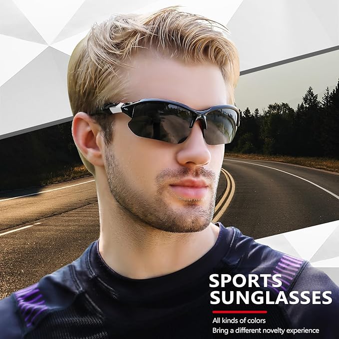 Sports Polarized Sunglasses for Men Cycling Running Fishing UV Protection Sun Glasses Lightweight Half Frame Goggles-StrideForce Fitness