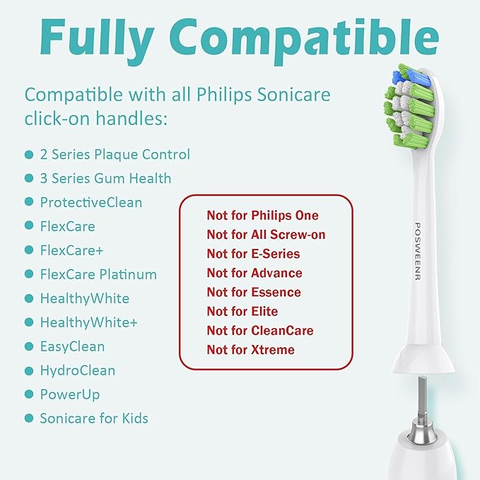 Replacement Toothbrush Heads for Philips Sonicare Replacement Brush Heads Compatible Electric Toothbrush Heads, 10 Pack, Black White