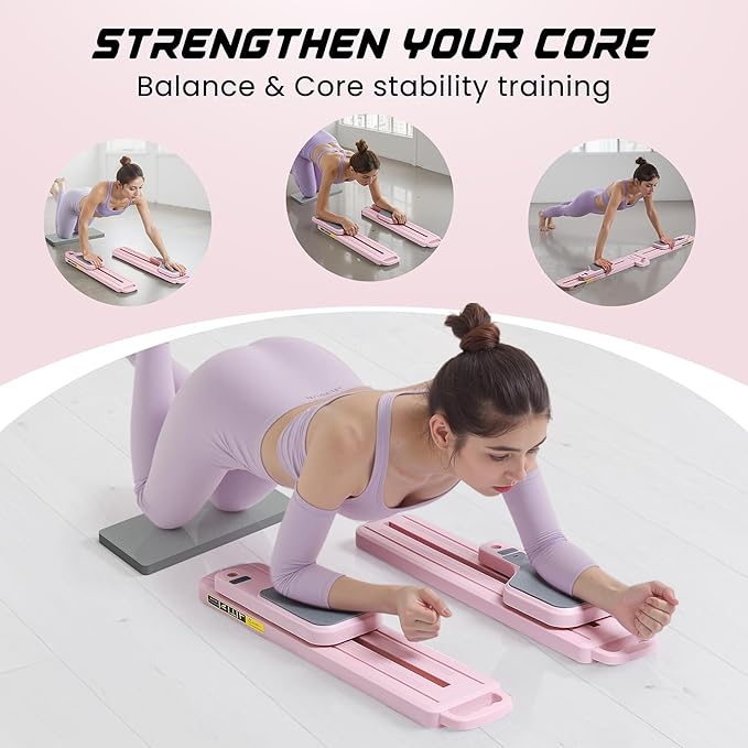 Pilates Equipment, Pilates Board - Multifunctional Pilates Reformer, Reformer Pilates Machine with Reps,Kcal & Timer Display, Home Pilates Kit with Resistance Bands - Workout Sets for Women-StrideForce Fitness