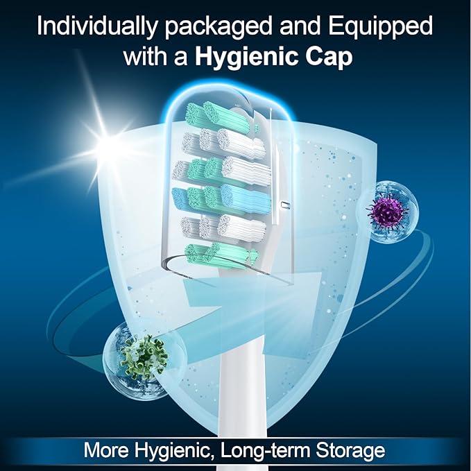 MRYUESG Replacement Toothbrush Heads for Philips Sonicare Replacement Heads, 10 Pack, Electric Tooth-Brush Head Compatible with Phillips, White-Blue