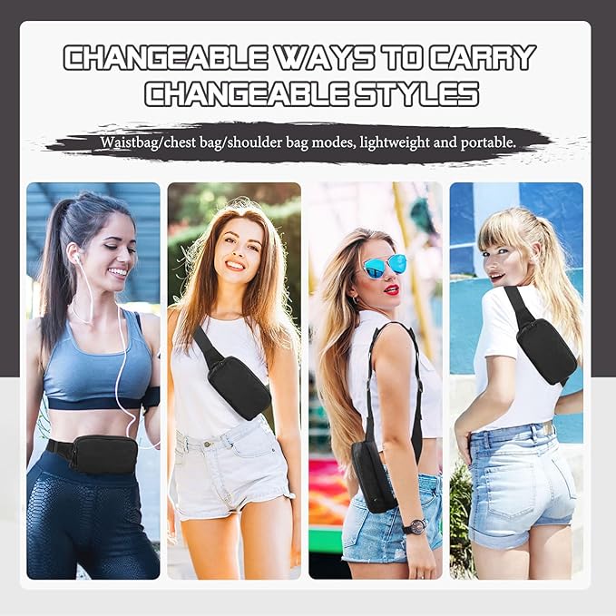 MoKo Fanny Packs for Women Men, Fashion Running Waist Packs, Crossbody Mini Bag Fanny Pack Belt Bag with Adjustable Strap for Running Outdoors Workout Travel Hiking Cycling-StrideForce Fitness