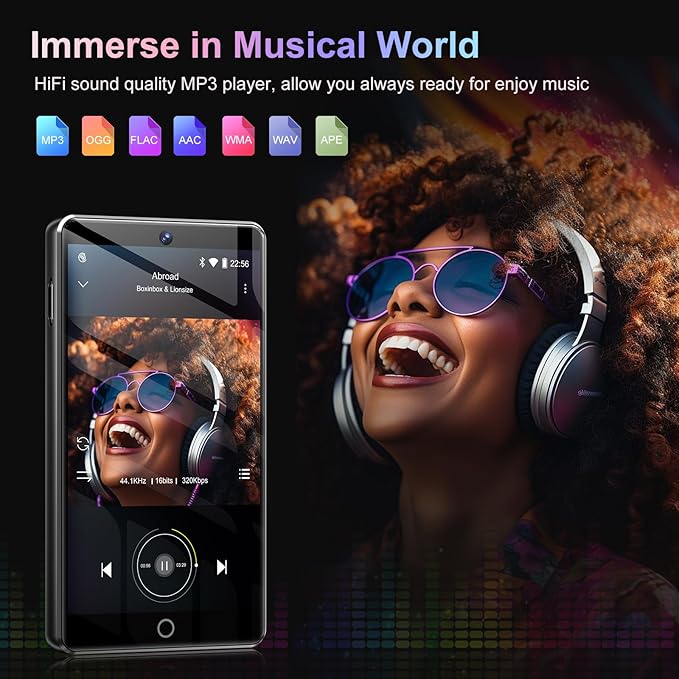 80GB MP3 Player with Bluetooth and Camera, Android 13 OS MP3 & MP4 Player with 4" Touchscreen and Speaker, Spotify Music Player with Audible, FM Radio, Amazon Music, Play Store-StrideForce Fitness