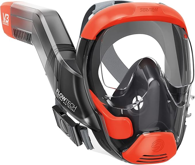 Seaview 180 V3 Full Face Snorkel Mask Adult- The V3 is The Perfect Snorkeling Gear for Adults- Snorkel Mask with 180 Panoramic Viewing and Up to 600% Easier Breathing- Patented Flowtech Air Intake-StrideForce Fitness