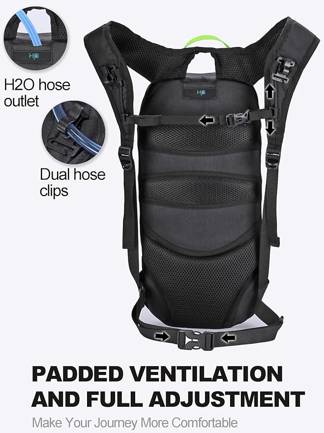 Hydration Backpack, Lightweight Hydration Pack with 2L Water Bladder, 6L Water Backpack for Men Women Cycling, Hiking, Mountain Biking, Skiing-StrideForce Fitness