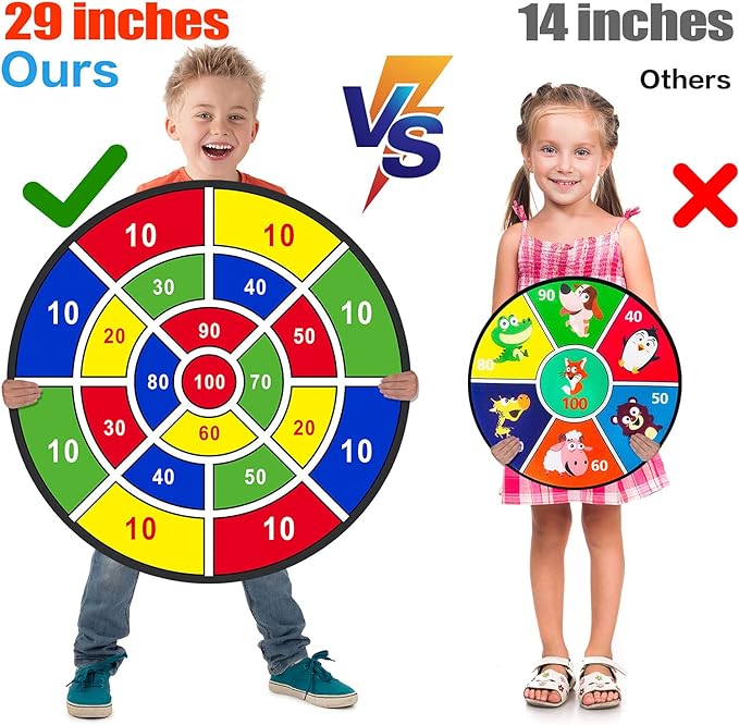 BooTaa 29" Large Dart Board for Kids, Kids Dart Board with Sticky Balls, Boys Toys, Indoor/Sport Outdoor Fun Party Play Game Toys, Birthday Gifts for 3 4 5 6 7 8 9 10 11 12 Year Old Boys Girls-StrideForce Fitness