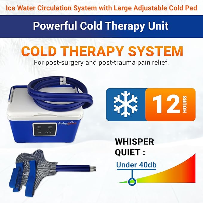 Cold Therapy Machine by Polar Sport - Ice Water Circulation System with Large Adjustable Cold Pad for Pain in The Knee, Shoulder, Ankle, Neck and Recovery After Surgery with Pump (Large)-StrideForce Fitness