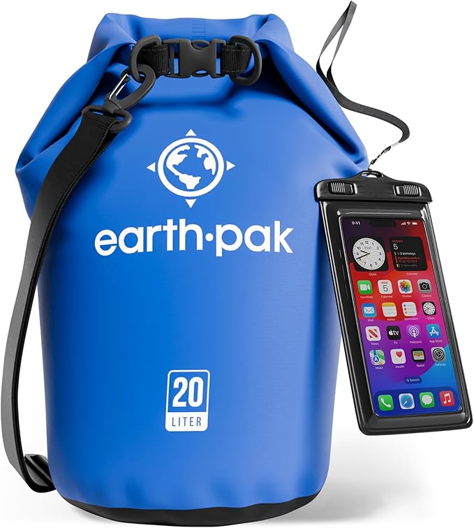 Earth Pak Waterproof Dry Bag - Roll Top Waterproof Backpack Sack Keeps Gear Dry for Kayak with Waterproof Phone Case-StrideForce Fitness