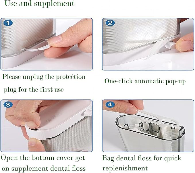 Holy Rose Dental Floss Picks Dispenser,Adults for Clean Teeth Floss Sticks Toothpick,Automatic Pop-Up Organiser Case with Flossers 88 Count,Flosser Holder Container is Perfect Tool for Tooth Care.