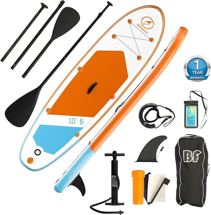 Inflatable Stand Up Paddle Board with SUP Accessories & Backpack. Paddle Boards for Adults. Non-Slip Deck, Wide Stance, Bottom Fin, Double Action Pump.-StrideForce Fitness