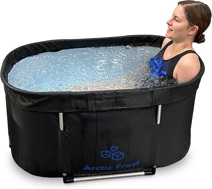 Large Oval Professional Ice Bath Tub-90 Gallon Inflatable Cold Plunge- Portable Lightweight Easy to Set Up for Full Cold Water Immersion, Faster Recovery (Black, Large Ice Bath (43x24x22))-StrideForce Fitness