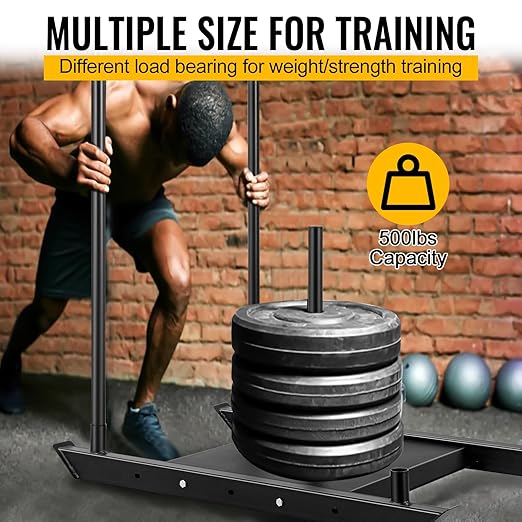 Weighted Training Pull Sled Fit for 1-2 Inch Plates, Sled Workout Equipment, Sport Power Sled for Athletic Exercise and Speed Improvement,500LB-StrideForce Fitness