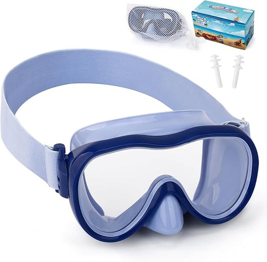 Kids Swim Goggles 180° Snorkel Diving Mask with Nose Cover, Anti-Fog Kids Swimming Goggles with Elastic Fabric Strap for Kids Boys Girls-StrideForce Fitness