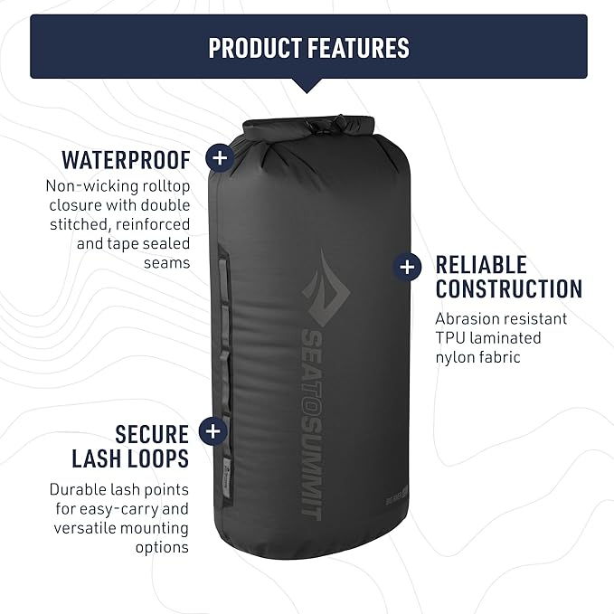 Sea to Summit Big River Dry Bag, Heavy-Duty Dry Storage, 13 Liter, Jet Black-StrideForce Fitness