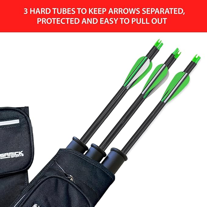 Archery Arrow Quiver - Adjustable Waist Hanged Quiver with 3 Removable Tubes & Pockets for Archery Arrows Case & Equipment - Ideal for Hunting & Target Practice - Right Handed Only-StrideForce Fitness