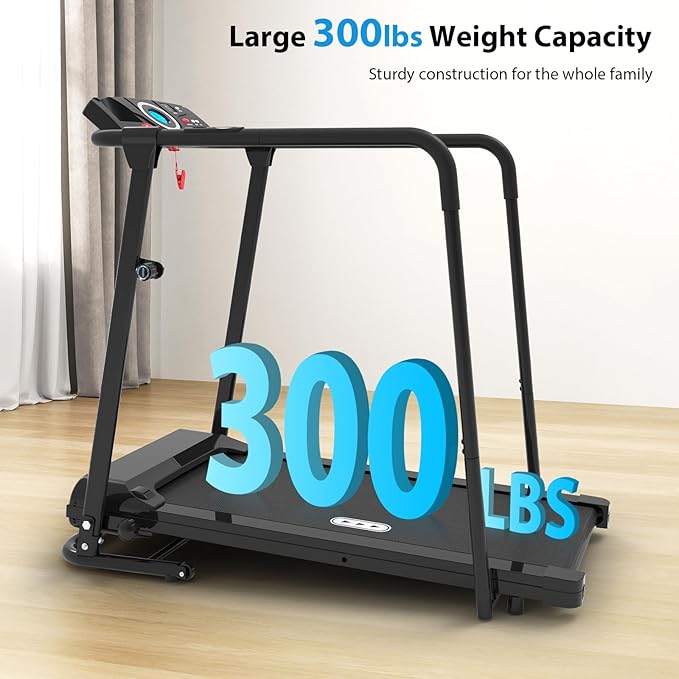 CIIHI Walking Treadmill for Senior - Foldable Senior Treadmill with 300 lbs Capacity and Long Handrails - Home Recovery Fitness Exercise Machine for Elder with Heart Rate Monitor-StrideForce Fitness