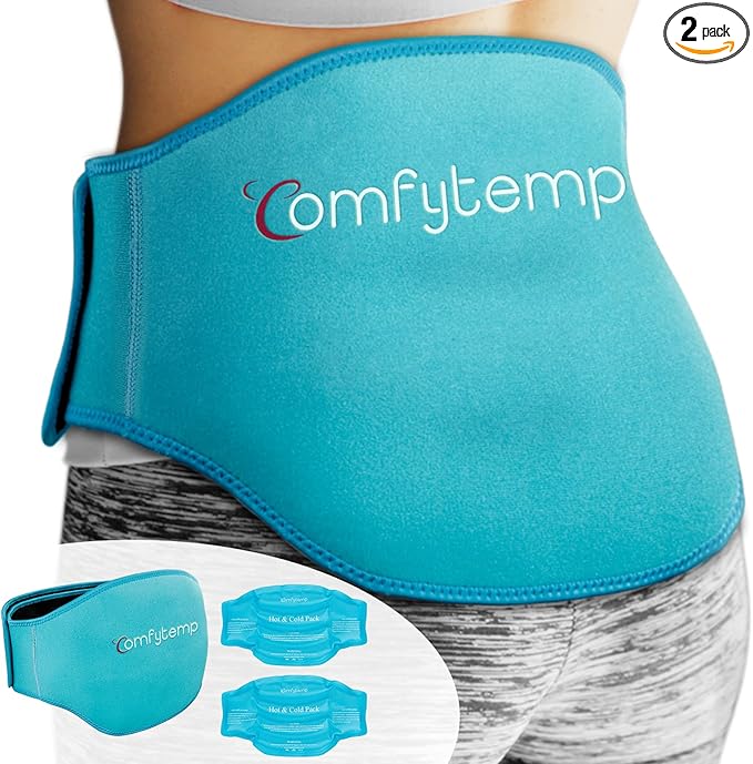 Comfytemp Ice Pack for Back Pain Relief, 2 Packs, FSA Eligible, Reusable Gel Lower Back Wrap Ice Brace for Sciatica Injuries, Hot Cold Compression for Lower Lumbar, Waist, Men Women After Surgery Gift-StrideForce Fitness