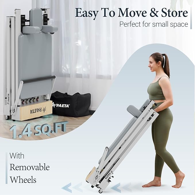 PAETA Pilates Reformer, 91" Foldable Reformer Pilates Machine with Adjustable Reformer Heights, Pilates Equipment with Piano Wire Spings and Jump Boards-StrideForce Fitness