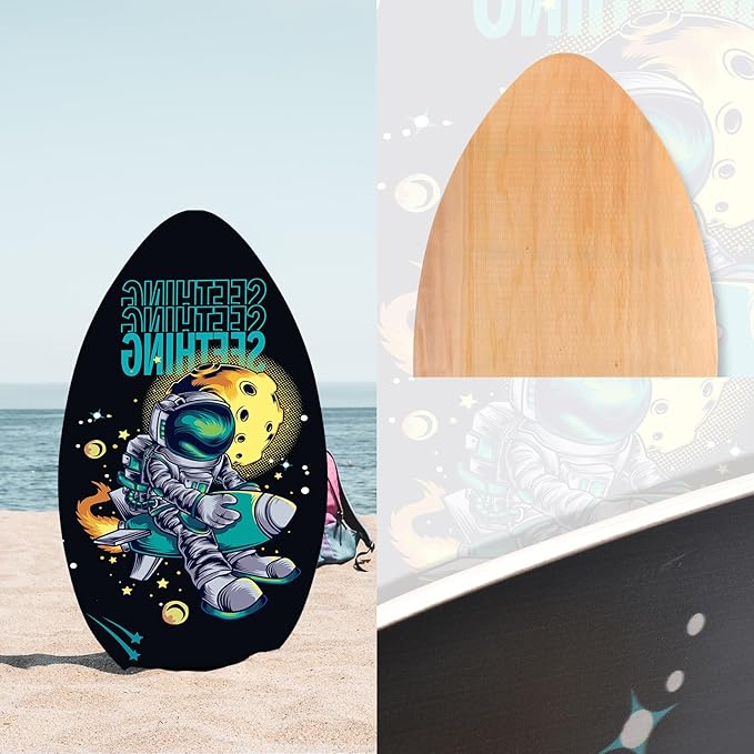seething 35 Inch Skimboard with High Gloss Coat Wood Skim Board for Beginners,Kids, Teenagers, Adults and All Skimming-StrideForce Fitness