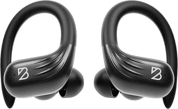 Back Bay Audio Runner 60 Wireless Running Earbuds, 80 Hour Long Battery Life Over The Ear with EarHooks, Wrap Around Earphones Wireless Bluetooth Earbuds with Microphone, Earphones in Ear Headphones-StrideForce Fitness