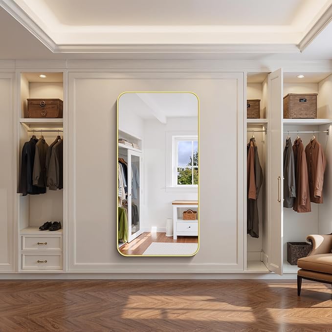 FORBATH 30x60 Inch Gold Bathroom Mirror for Over Sink, Large Rectangular Wall Mirror with Metal Frame, Rounded Corners for Bathroom, Bedroom, Entryway Decor (Horizontal or Vertical)-StrideForce Fitness