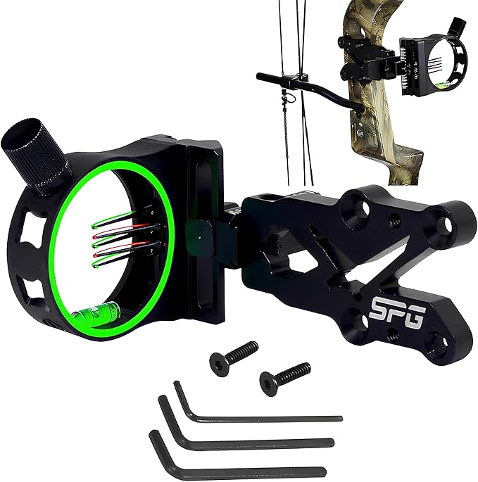 Archery 5 Pin Bow Sight .029 Fiber Optics Sight with Rheostat Light & Reversible Mount Design for Compound Bow (Right Hand)-StrideForce Fitness