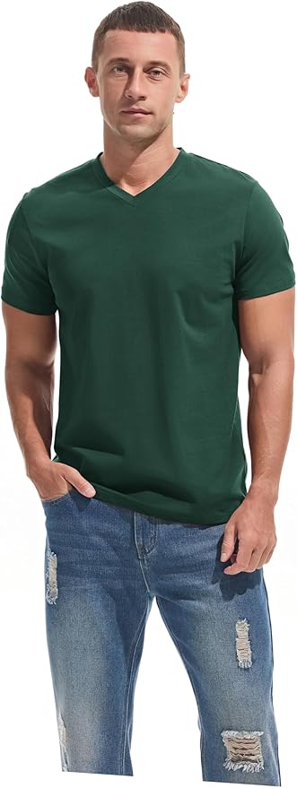 VEIISAR Premium V Neck T Shirts for Men - Modern Fitted Tees Vneck Undershirts-StrideForce Fitness