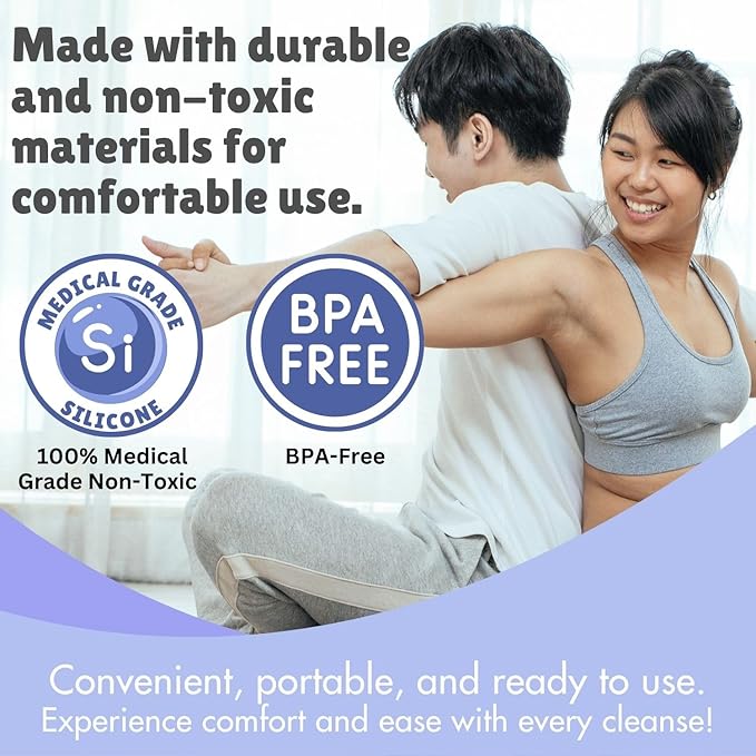 Happy Bum Bag Enema Kit | 6.5ft Silicone Hose, 2L Non-Toxic Silicone Enema Bag with 3 Replacement Tips | Reusable Coffee Enema Kit Suitable for Water & Coffee Enemas for Colon Cleanse for Women & Men-StrideForce Fitness