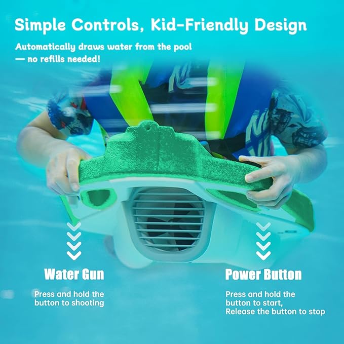 Electric Swimming Kickboard for Kids,Motorized Swim Board with Water Gun, Motorized Swim Training for Children Adults, 60N Thrust, 198 lbs Buoyancy, 25V Rechargeable Battery-StrideForce Fitness