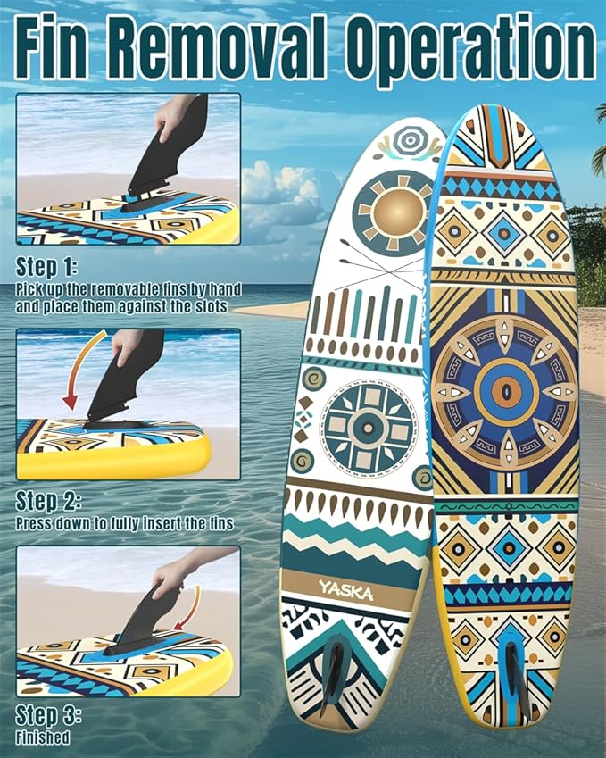 YASKA Inflatable Stand Up Paddle Board - 11ft Extra Wide Paddleboard with Premium SUP Board Accessories,Camera Mount,Non-Slip EVA Deck,5 Handles,Youth/Adult-StrideForce Fitness