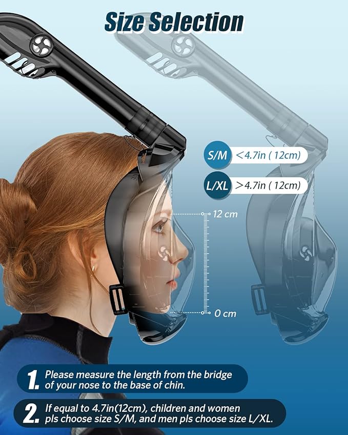 QingSong Full Face Snorkel Mask for Adults, Snorkeling Gear with Camera Mount, 180 Degree Panoramic View Snorkel Set Anti-Fog Anti-Leak-StrideForce Fitness