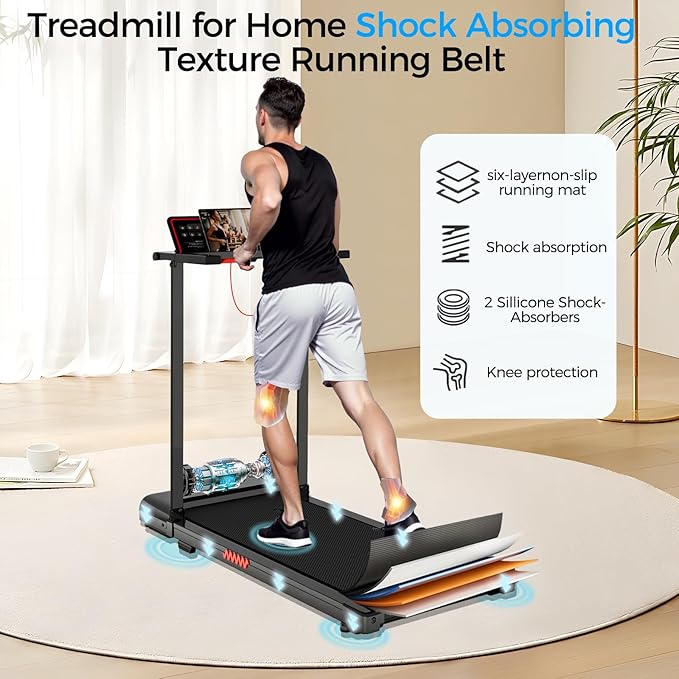 Treadmill with Handle, Treadmills for Home Samll Space, 3.0HP Portable Walking Pad with Handle, Walking Pad Treadmill with 320 LBS Capacity, Electric Compact Treadmills, Lightweight Walking Pad-StrideForce Fitness