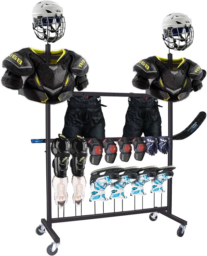 Hockey Gear Drying Rack - Ice Hockey Stick Holder Field Hockey Equipment Dryer - Large Hockey Display Storage Rack Sports Metal Tree Stand for Lacrosse (Patent Protected)-StrideForce Fitness
