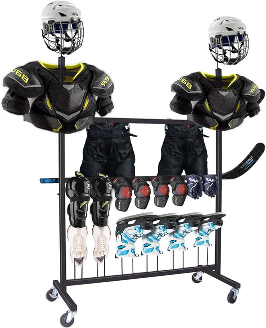 Hockey Gear Drying Rack - Ice Hockey Stick Holder Field Hockey Equipment Dryer - Large Hockey Display Storage Rack Sports Metal Tree Stand for Lacrosse (Patent Protected)-StrideForce Fitness