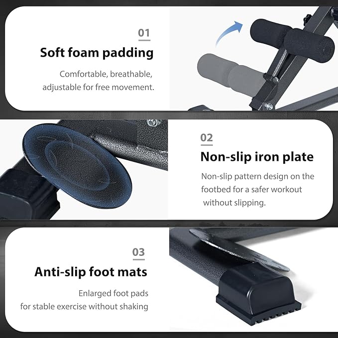 SogesPower Roman Chair Back Extension Machine, Hyperextension Bench for Hamstring,Adjustable and Foldable Exercise Equipment for Home Gym-StrideForce Fitness