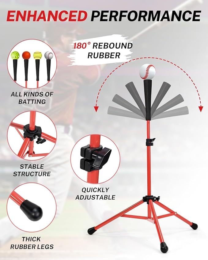 Gonex Baseball Softball Practice Hitting Batting Tripod Stand Rubber Tee Collapsible Portable with Carrying Bag-StrideForce Fitness