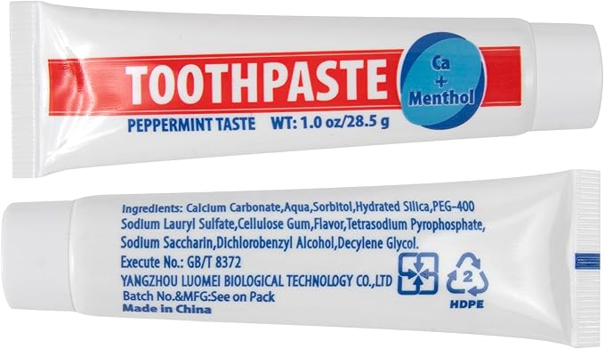 100 Pack 1 oz Peppermint Travel Size Toothpaste for Hospitality, Hotel, Charity. Donation Homeless Supplies (100 Tubes 1 Ounce Each)
