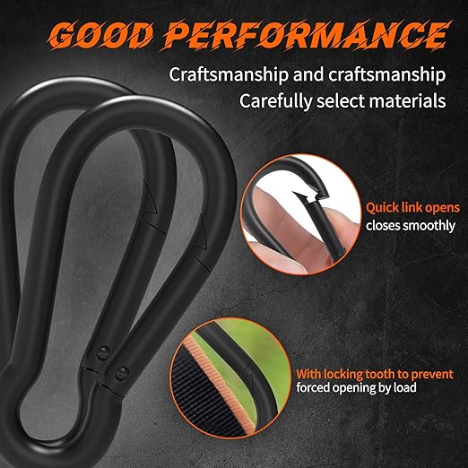 Black Carabiner Clips 2.36IN Spring Snap Hooks M6 120PCS Small Carabiners Galvanized Steel Quick Links Caribiniers for Outdoor,Hiking,Camping,Hammocks,Dog Leashes.Backpack Snaps-StrideForce Fitness