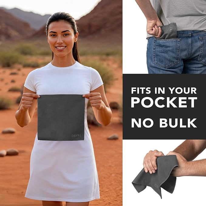 Pocket-Sized Sweat Towels - The Original Sweat Absorbing Handkerchiefs - Quick-Dry Microfiber Sweat Rags for Face, Hands, & Body - Men & Women - Gym, Sports, and Work (Dark Grey: 5 Pack)-StrideForce Fitness