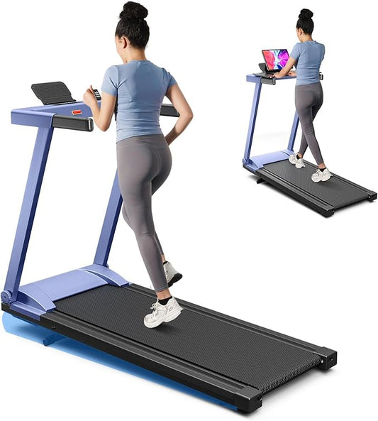 Treadmill with 5% Incline, 300lbs Capacity Folding 15 HP Small Treadmills for Home Portable Running Treadmill with Handles Quiet Brushless Dual Cushion System, Electric Compact Treadmil-StrideForce Fitness