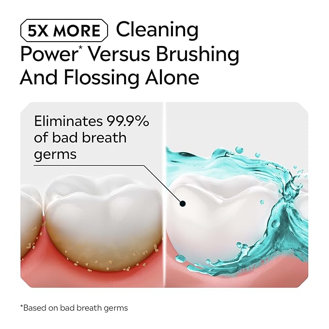 Listerine Cool Mint Alcohol Free Mouthwash, Oral Rinse Kills 99.9% of Germs That Cause Bad Breath, for Fresh Breath & Less Intense Taste, No Alcohol Burn Cool Mint Flavor, 1 L