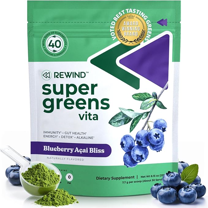 Best Tasting Super Greens Powder with 40+ Superfoods – Delicious Daily Green Powder with Vitamin B12, Zinc, Vitamin C, Magnesium & Calcium – Green Juice Superfood Mix - Blueberry Acai Flavor-StrideForce Fitness
