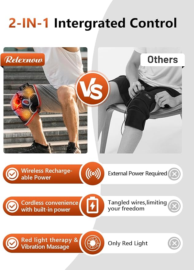 Upgraded 2.0 Red Light Therapy Knee Brace - Knee Massager with 4 Vibration Areas,Wireless Controller,FSA HSA Eligible Near Infrared Red Light Therapy Heated Device for Knee Elbow Shoulder Pain-StrideForce Fitness