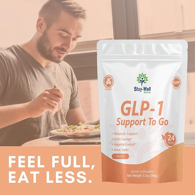 GLP-1 Supplement | Natural GLP-1 Production | GLP 1 Booster Drink Mix to Control Appetite and Cravings | Great Tasting Metabolic Support - Yerba Mate, Garcinia Cambogia, Berberine [Peach]-StrideForce Fitness