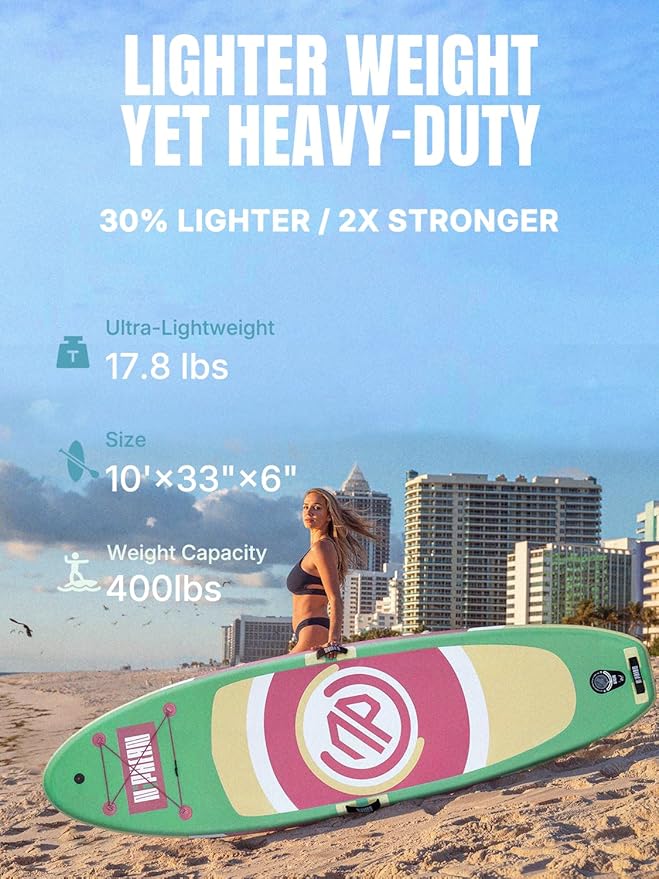 Niphean（Ultra-Light）Inflatable Paddle Board with (Beginner Friendly) StabilTrac Fin and Durable SUP Accessories, 10' Stand Up Paddle Boards for Adults & Youth, Versatile Yoga Paddle Board, Gift Ideas-StrideForce Fitness