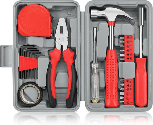 24pcs Home DIY Tool Kit for Household, Office & Garage - General Repair Small Hand Tool Set with Storage Case-StrideForce Fitness